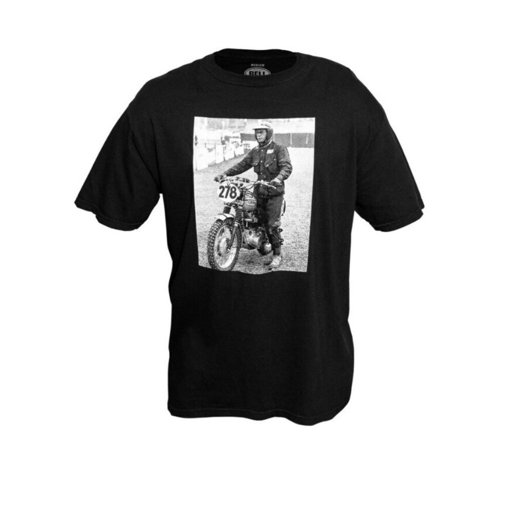 New Steve Mcqueen Black Cotton Unisex Bell Short Sleeve T-Shirt Small